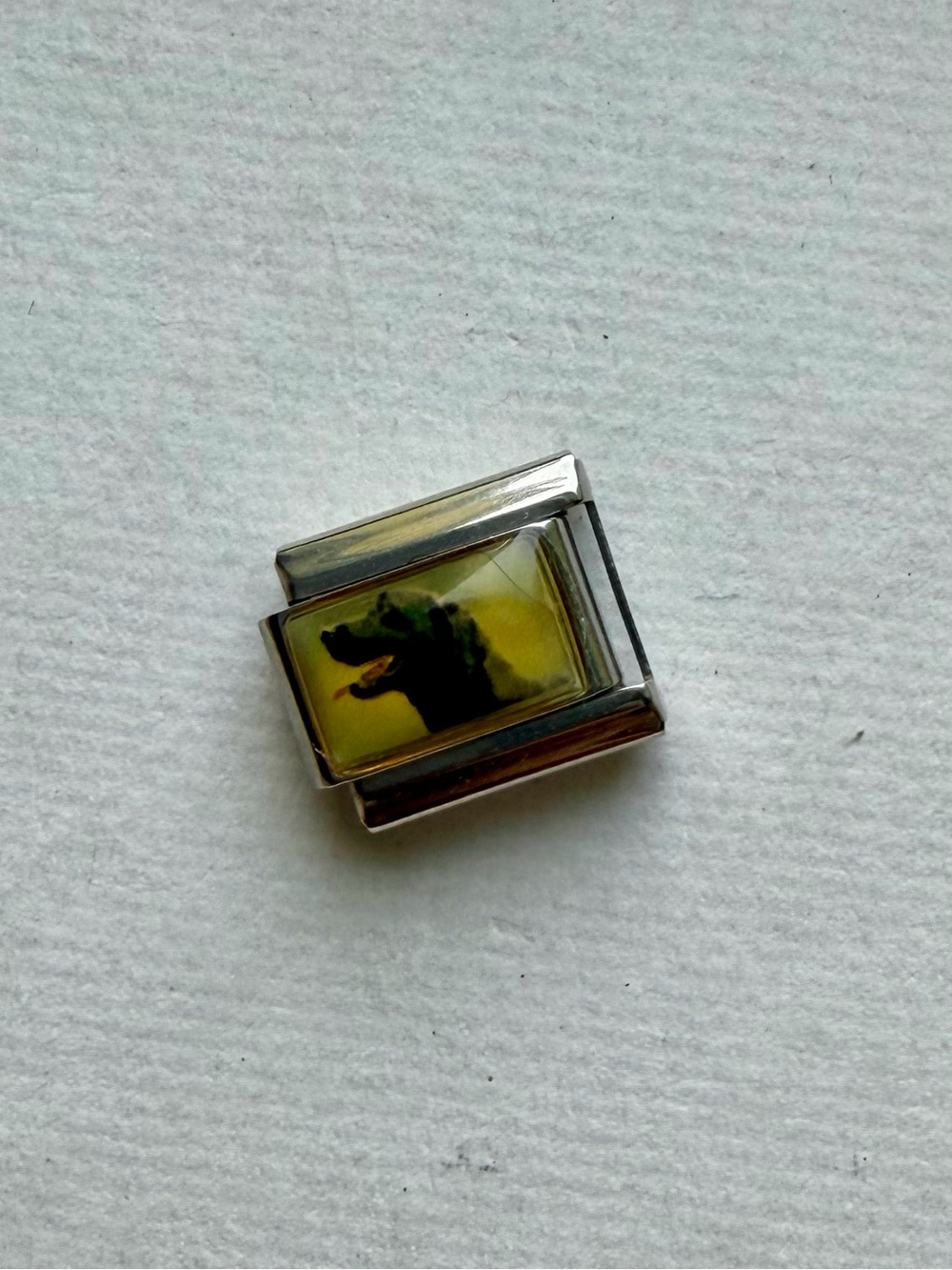 Silver Tone Charm with Black Labrador Retriever Portrait